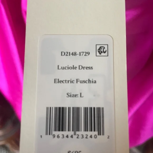 Love Shack Fancy Luciole Dress in Electric Fuschia Silk - Picture 5 of 6